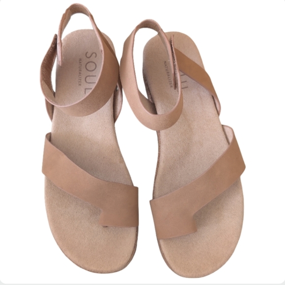 Natural SOUL Divina Cork Footbed Sandals Ankle Strap Nude 8.5 M Comfort - Picture 2 of 9